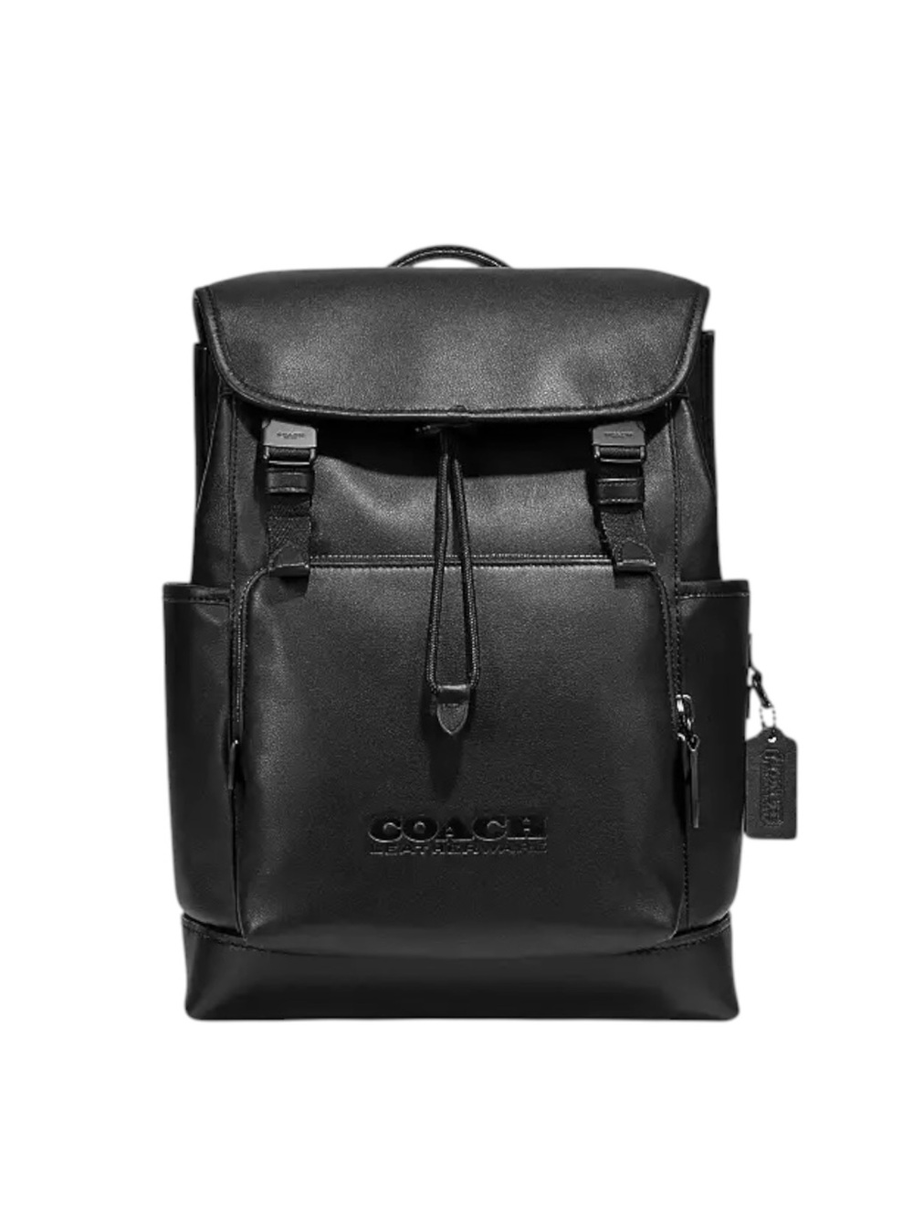 Coach League Flap Backpack Black Refined Calf Leather NWT Laptop Bag $595 Retail